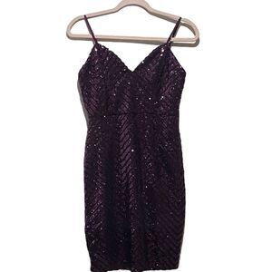 Charlotte Russe Violet Sequin Sleeveless Bodycon Mini Dress w/ adjustable straps